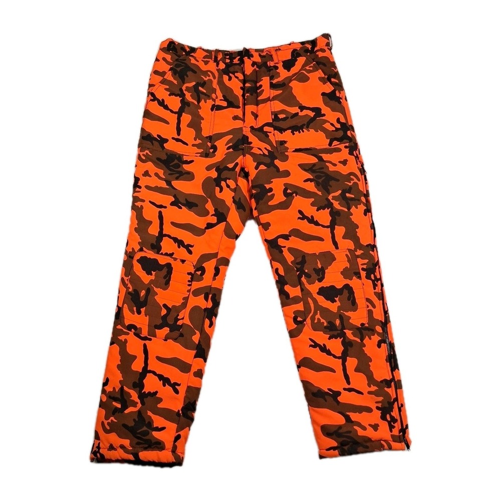 Vintage‎ Winchester Woodland Camo Hunting Pants Mens XXL Blaze Orange Insulated
